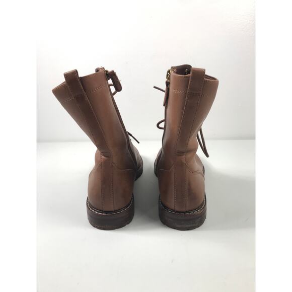 J. Crew Gwen Boots Leather Lace Up Side Zip Brown Women's 7.5 - Picture 7 of 11